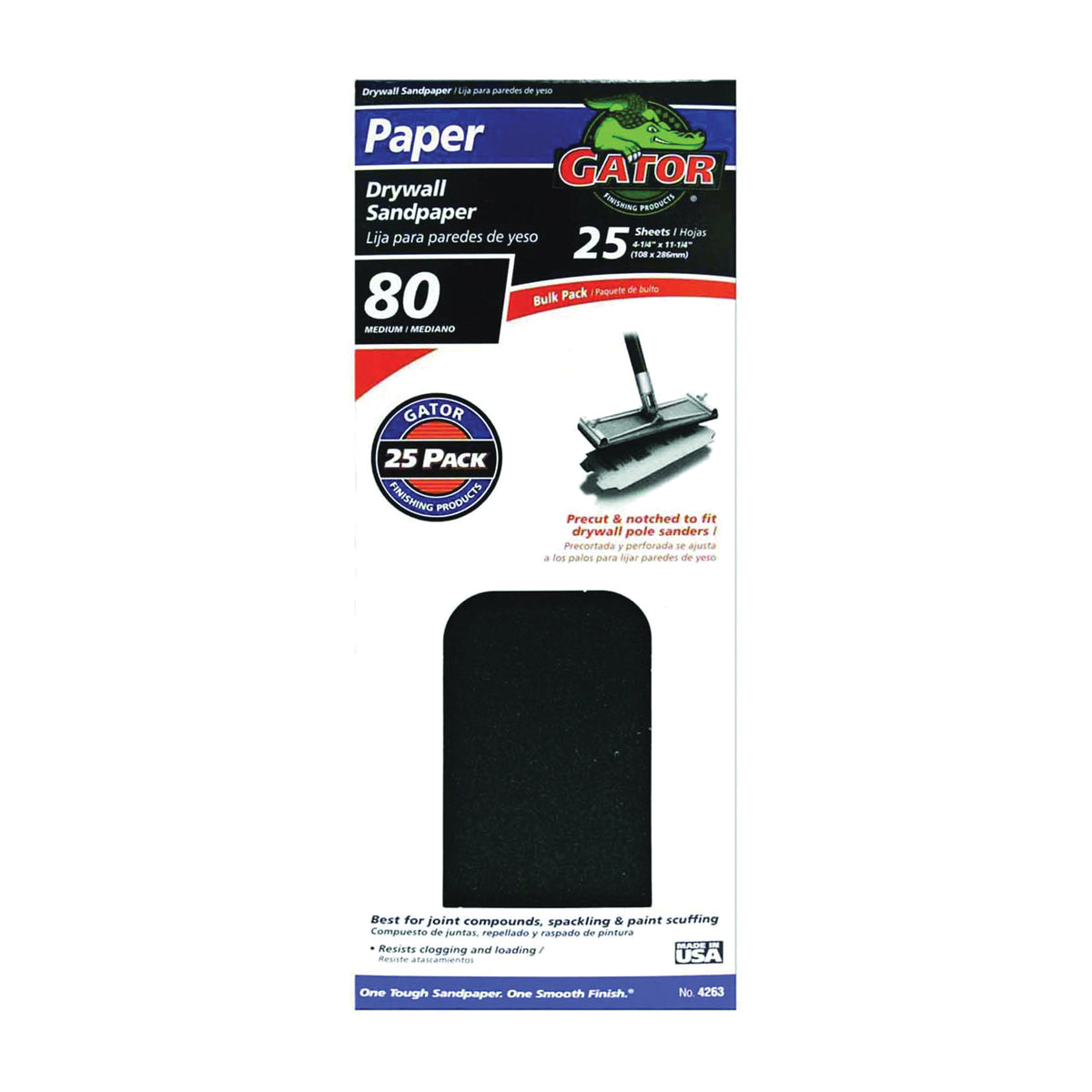 Gator 3310 Sanding Sheet, 11 in L, 4-3/8 in W, 80 Grit, Coarse, Silicone Carbide Abrasive