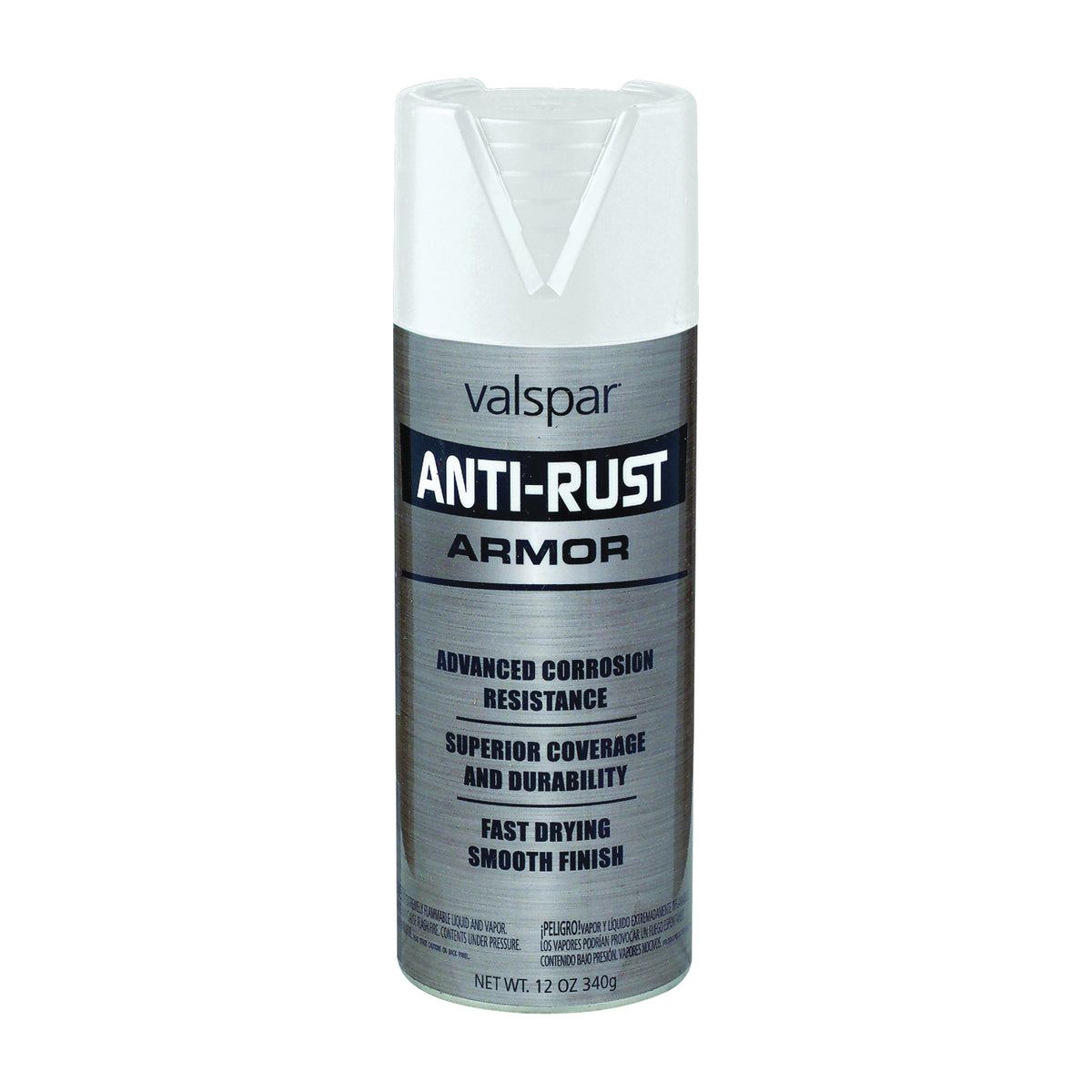 Valspar 044.0021941.076 Anti-Rust Enamel Spray Paint, Semi-Gloss, White, 16 oz, Aerosol Can