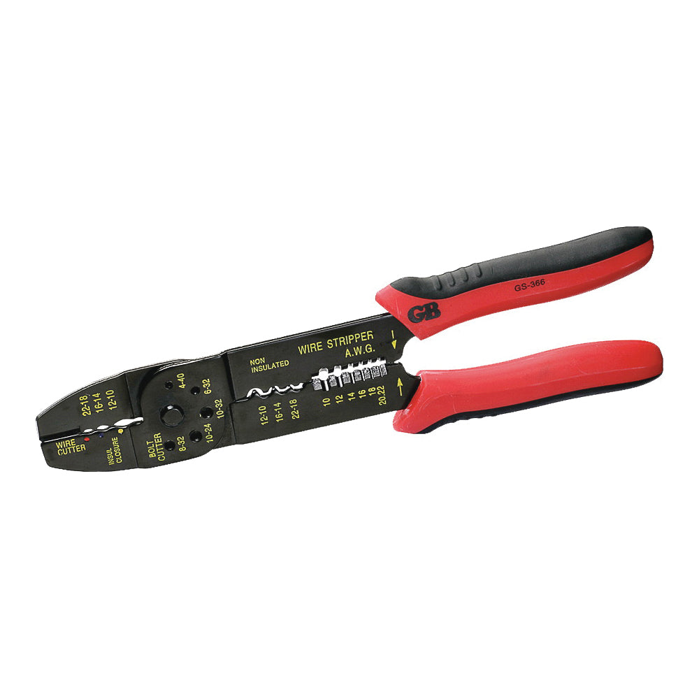 GB GS-366 Wire Stripper, 10 to 22 AWG Wire, 8 to 20 AWG Solid, 10 to 22 AWG Stranded Stripping, 9-1/4 in OAL
