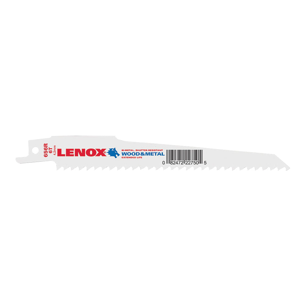 Lenox 22750OSB656R Reciprocating Saw Blade, 3/4 in W, 6 in L, 6 TPI, Bi-Metal Cutting Edge