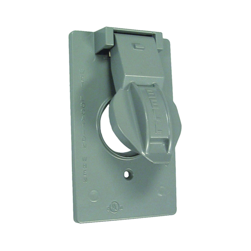 HUBBELL 5155-5 Cover, 1-13/32 in Dia, 4-9/16 in L, 2-13/16 in W, Metal, Gray, Powder-Coated