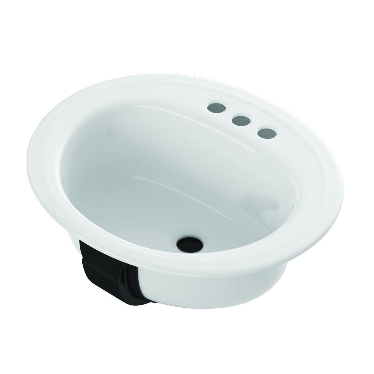 BOOTZ Azalea 021-2445-00 Lavatory Sink, Oval Basin, 3-Deck Hole, 20 in W, 17 in H, 7-13/16 in D, Steel, White