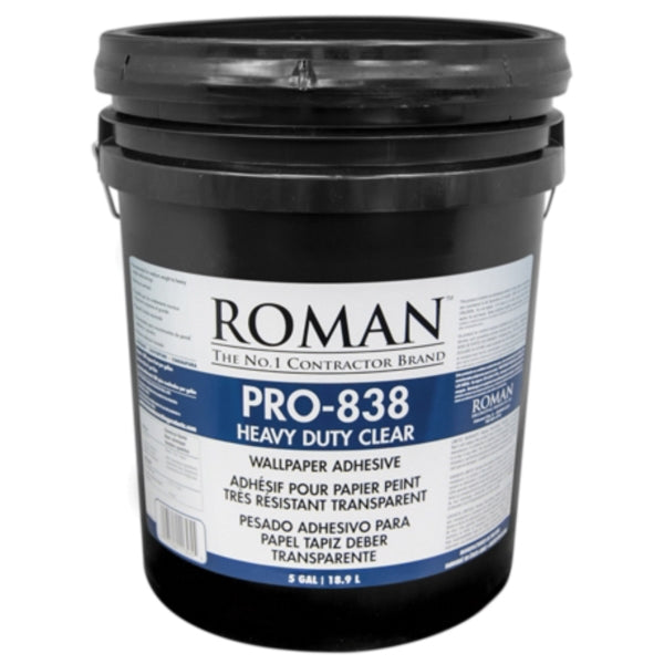 ROMAN PRO-838 11305 Wallcovering Adhesive, Clear, 5 gal Pail