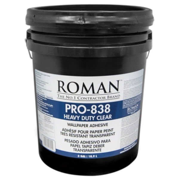 ROMAN PRO-838 11305 Wallcovering Adhesive, Clear, 5 gal Pail