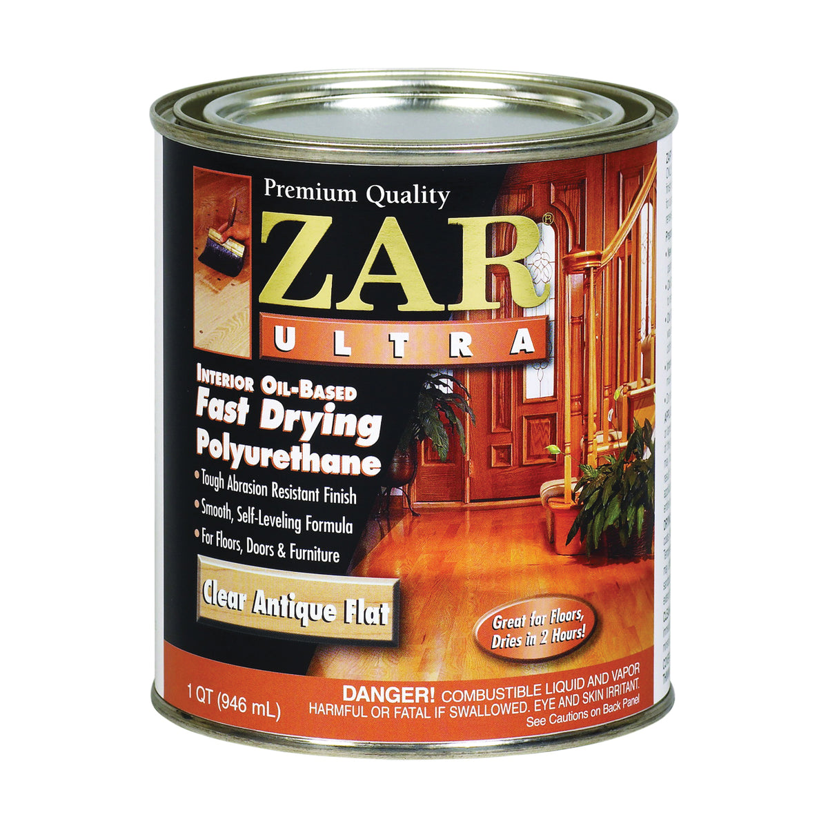 ZAR 33912 Polyurethane, Liquid, Antique Flat, 1 qt, Can