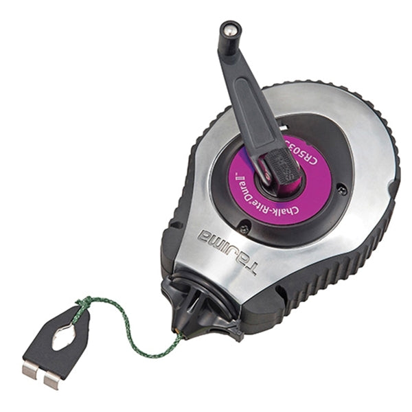 Tajima Chalk-Rite Dura II Series CR503S Chalk Box, 100 ft L Line, Purple/Silver Line, 5:1 Gear Ratio