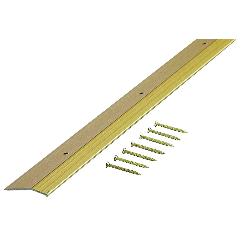M-D 72256 Carpet Trim, 72 in L, 1.38 in W, Smooth Surface, Aluminum, Satin Brass