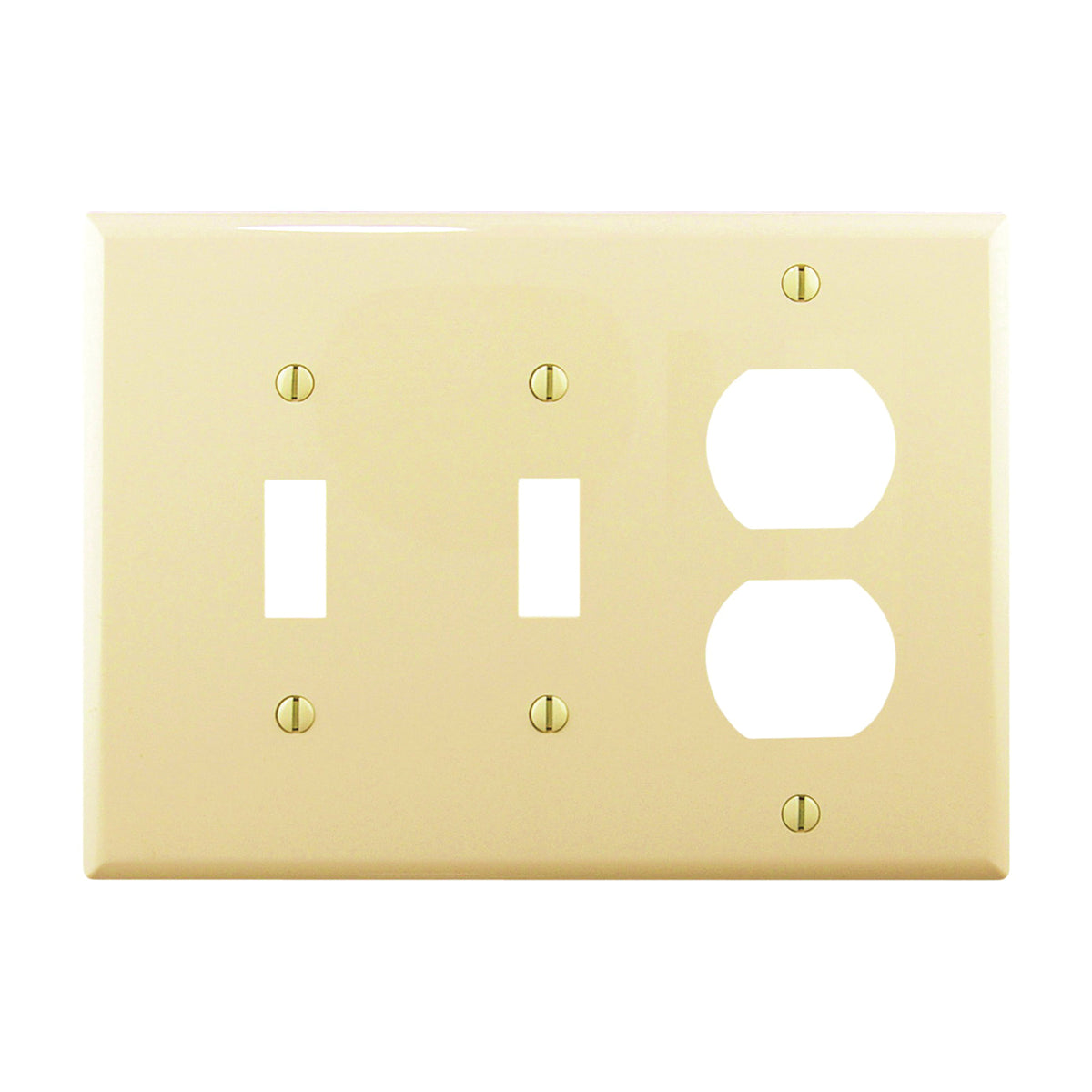 Eaton Wiring Devices PJ28V Combination Wallplate, 4-7/8 in L, 6-3/4 in W, 3 -Gang, Polycarbonate, Ivory