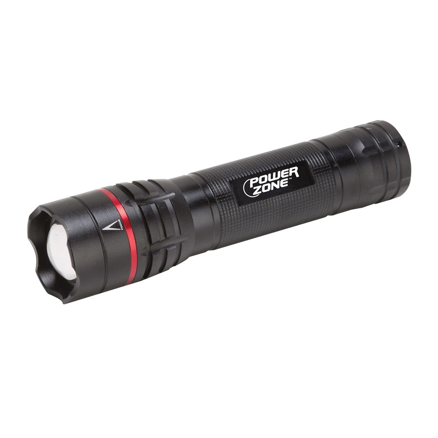 PowerZone 12098 Tactical Flashlight, AA Battery, LED Lamp, 700 Lumens, 150 m Beam Distance, 5 hrs Run Time, Black