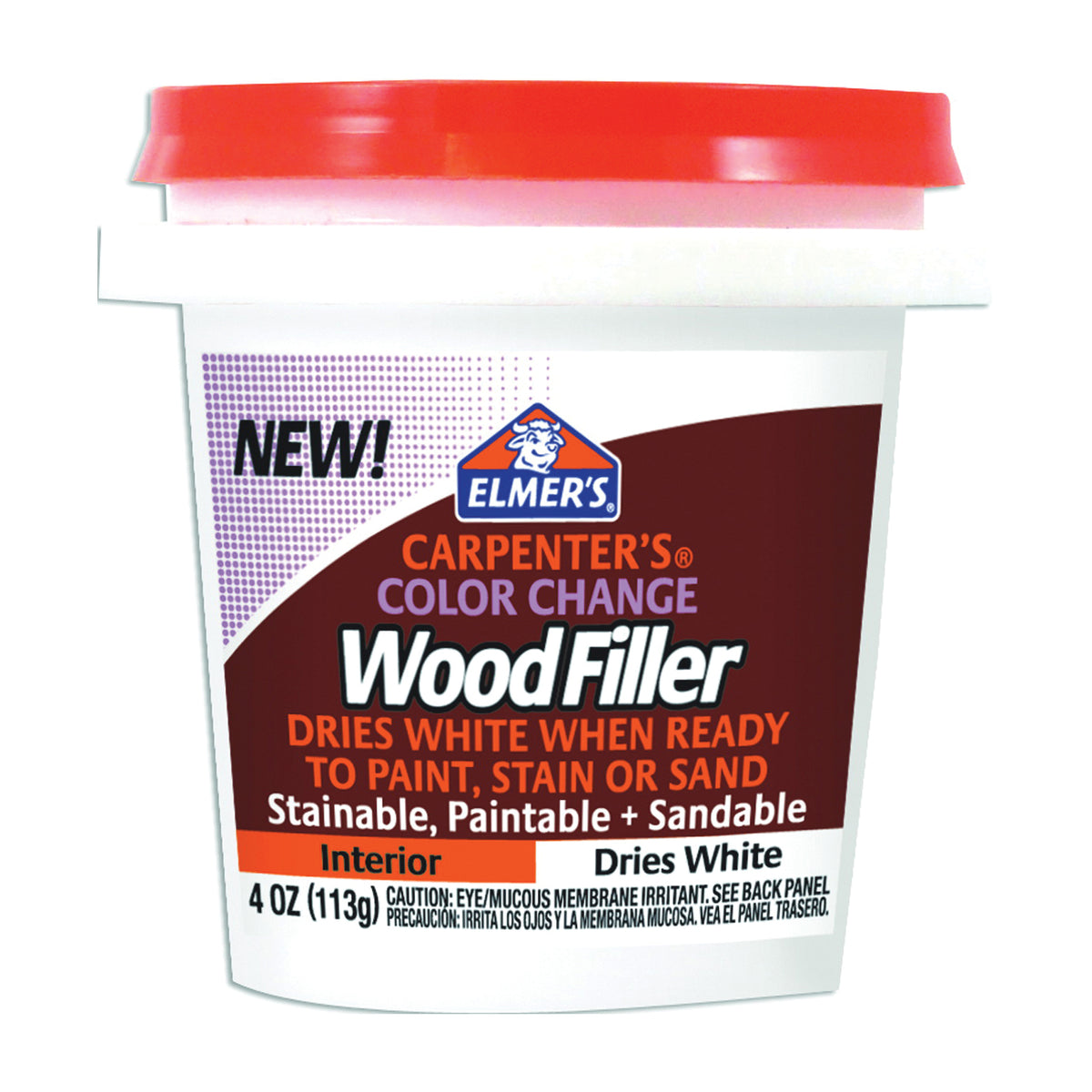 Elmers E915 Wood Filler, Paste, Mild Acrylic, White, 4 oz