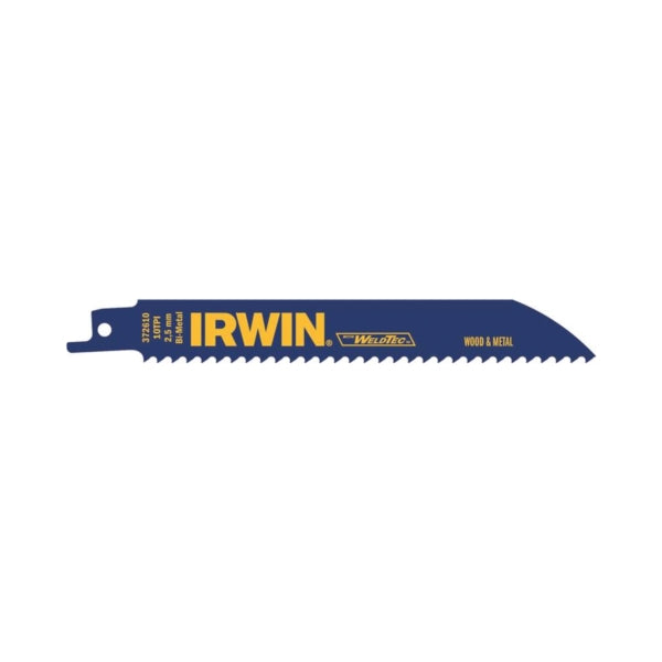 IRWIN 372610 Reciprocating Saw Blade, 2 in W, 6 in L, 10 TPI, Bi-Metal Cutting Edge