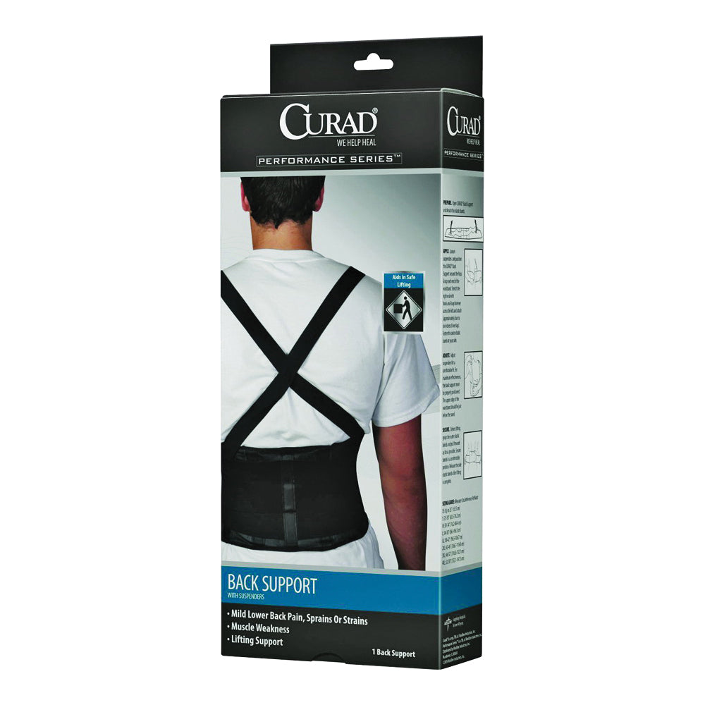 CURAD ORT22200LD Back Support with Suspenders, L, Fits to Waist Size: 34 to 38 in, Hook and Loop Closure
