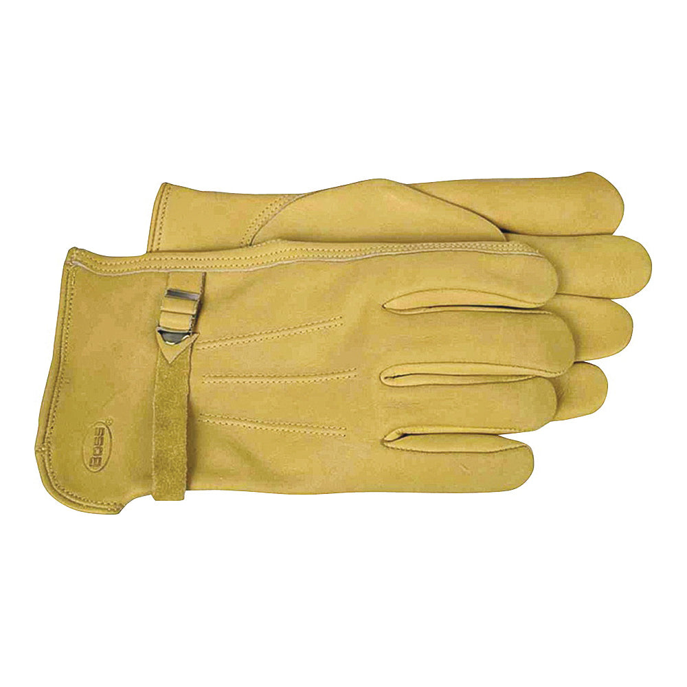 BOSS 6023XL Driver Gloves, XL, Keystone Thumb, Open Cuff, Cowhide Leather, Gold