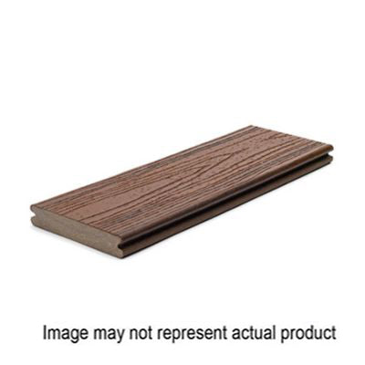 Trex Transcend SR010616TG01 Grooved-Edge Decking Board, 16 ft L, 6 in W, 1 in T, Composite, Spiced Rum