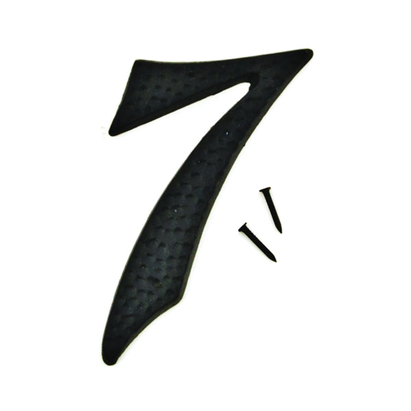 HY-KO DC-3/7 House Number, Character: 7, 3-1/2 in H Character, 2 in W Character, Black Character, Aluminum