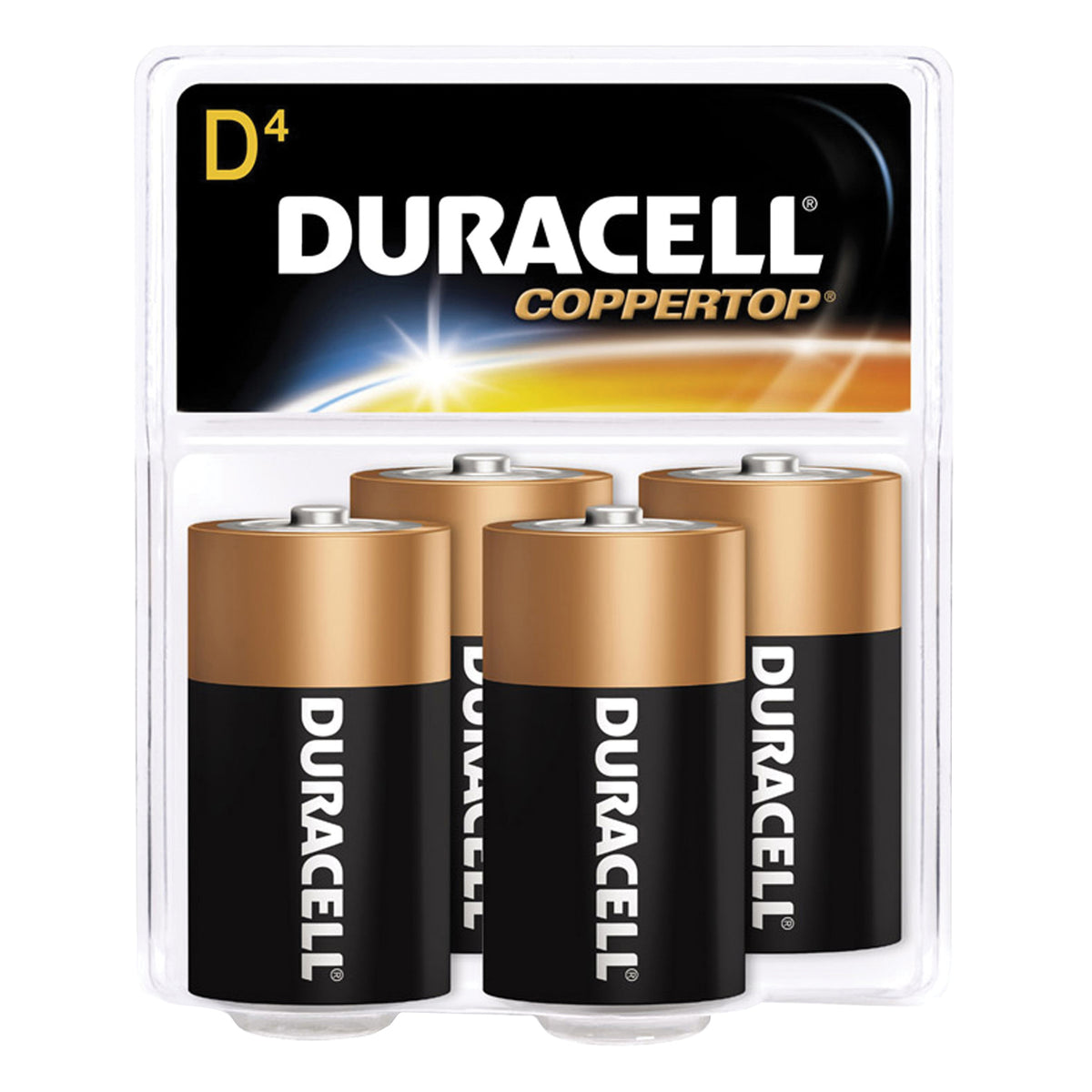 DURACELL MN1300R4Z Battery, 1.5 V Battery, 14 Ah, D Battery, Alkaline, Manganese Dioxide, Black