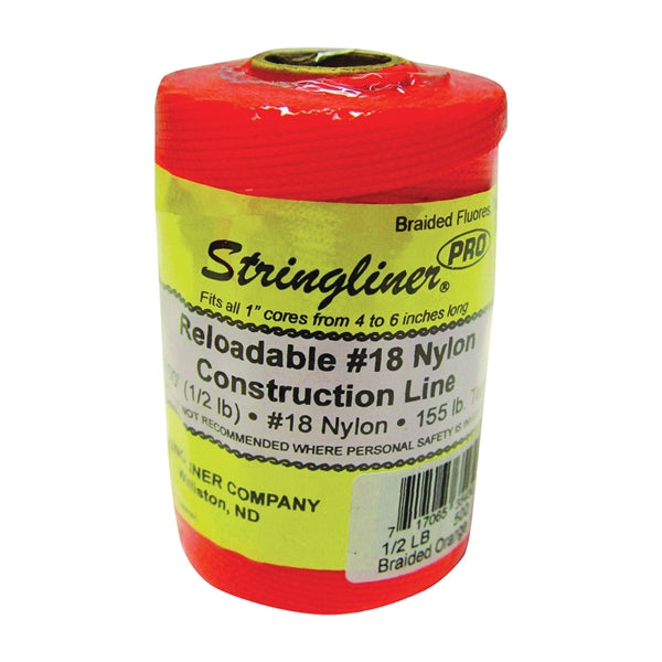 Stringliner Pro Series 35459 Construction Line, #18 Dia, 500 ft L, 165 lb Working Load, Nylon, Fluorescent Orange