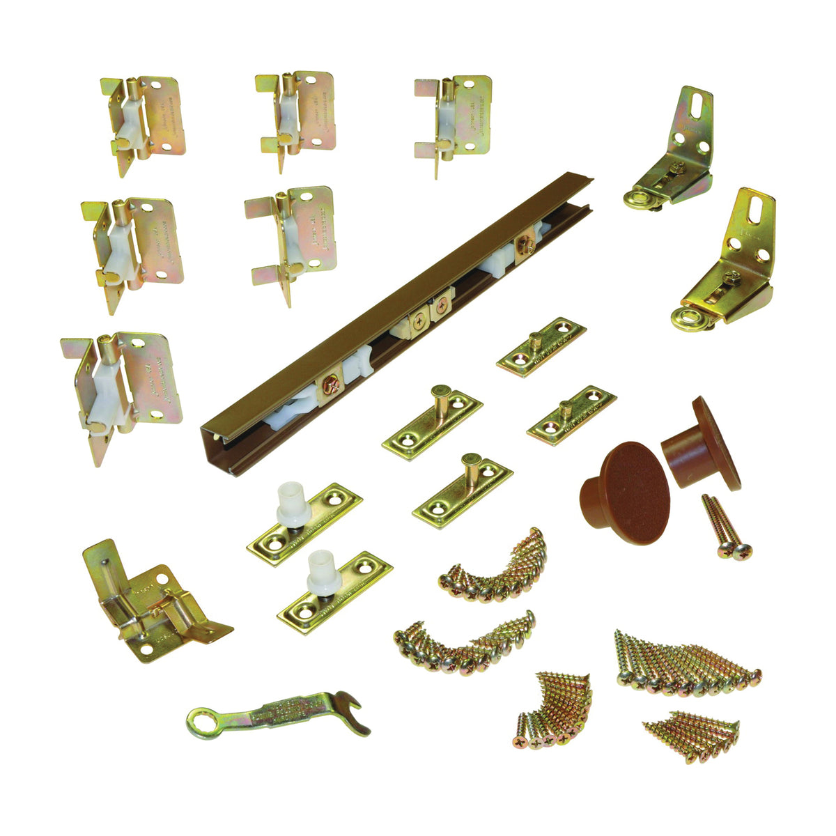 Johnson Hardware 1700486H Bi-Fold Hardware Set, 48 in L Track, Top Mounting, For: Panels