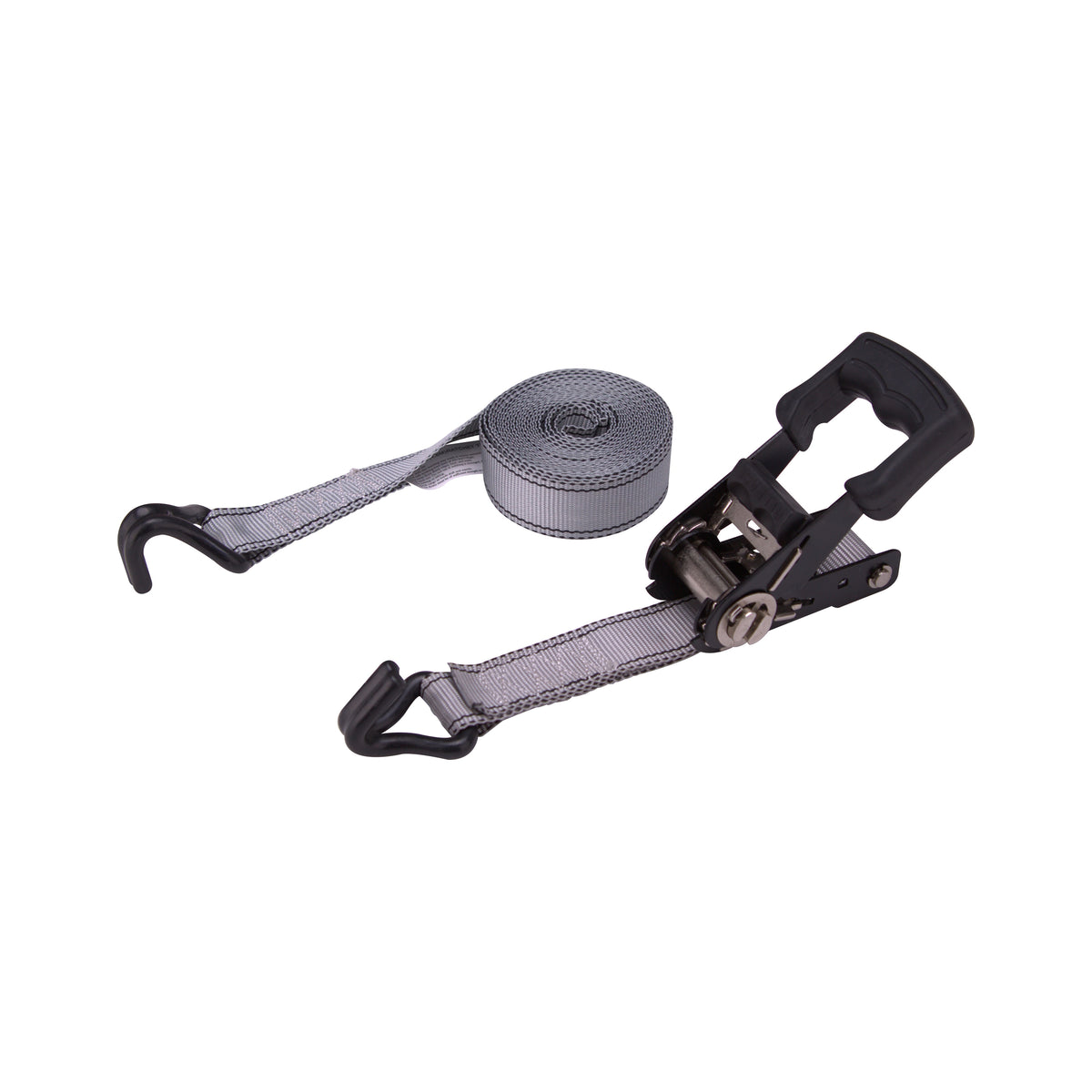 ProSource FH64059 Tie-Down, 1-1/4 in W, 16 in L, Gray, J-Hook End Fitting, Steel End Fitting