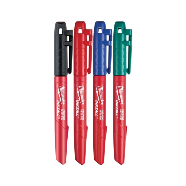Milwaukee 48-22-3106 Marker Set, 1 mm Tip, Black/Blue/Green/Red, 5-1/2 in L