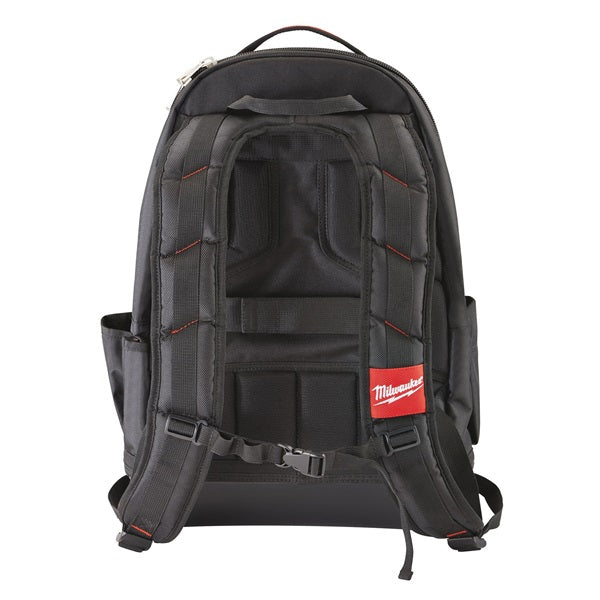 Milwaukee 48-22-8200 Jobsite Backpack, 9 in W, 24.4 in D, 15.4 in H, 35-Pocket, Nylon, Black/Red