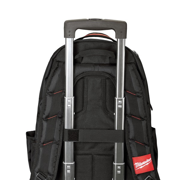 Milwaukee 48-22-8200 Jobsite Backpack, 9 in W, 24.4 in D, 15.4 in H, 35-Pocket, Nylon, Black/Red