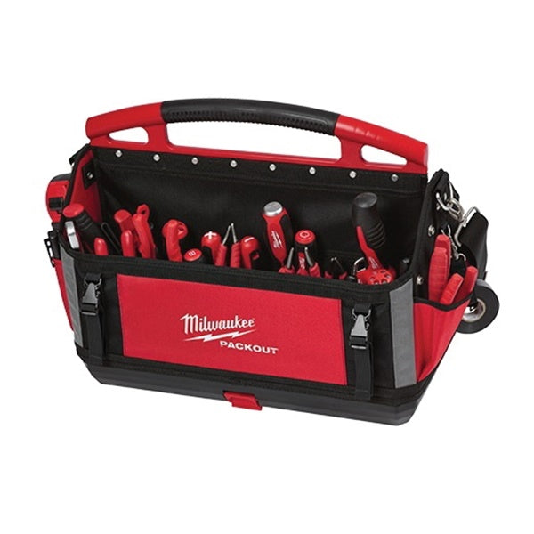 Milwaukee 48-22-8320 Tool Tote, 20 in W, 11 in D, 17 in H, 32-Pocket, Polyester, Red
