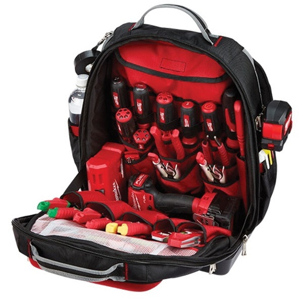 Milwaukee 48-22-8201 Ultimate Jobsite Backpack, 18 in W, 9.44 in D, 20.4 in H, 48-Pocket, Polyester, Red