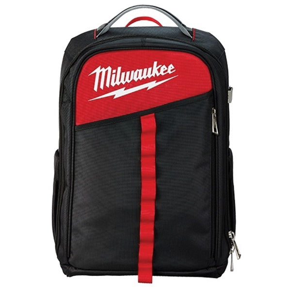 Milwaukee 48-22-8202 Backpack, 11.8 in W, 7.87 in D, 19.6 in H, 22-Pocket, Black/Red