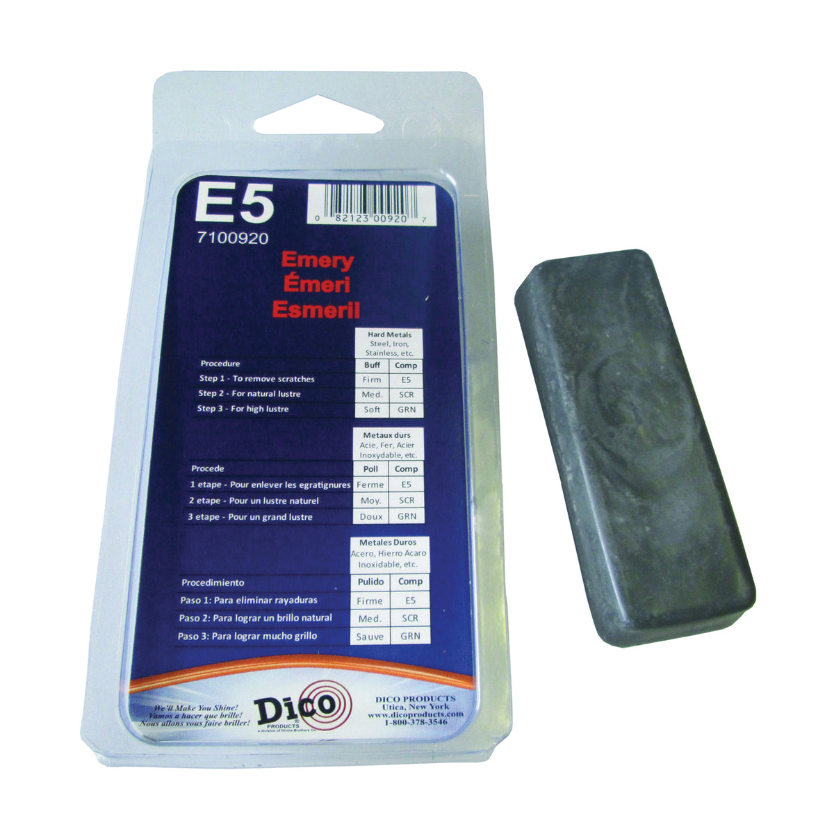 Dico 7100920 Buffing Compound, 1/2 in Thick, Emery Cloth, Black