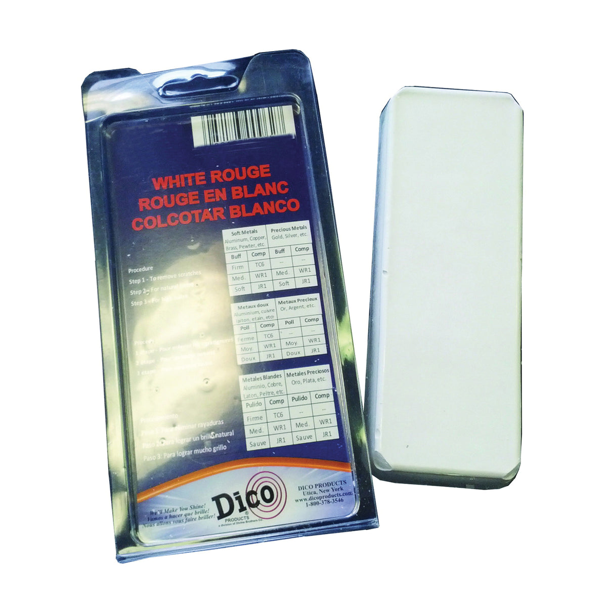 Dico 7100960 Buffing Compound, 1/2 in Thick, White Rouge, White