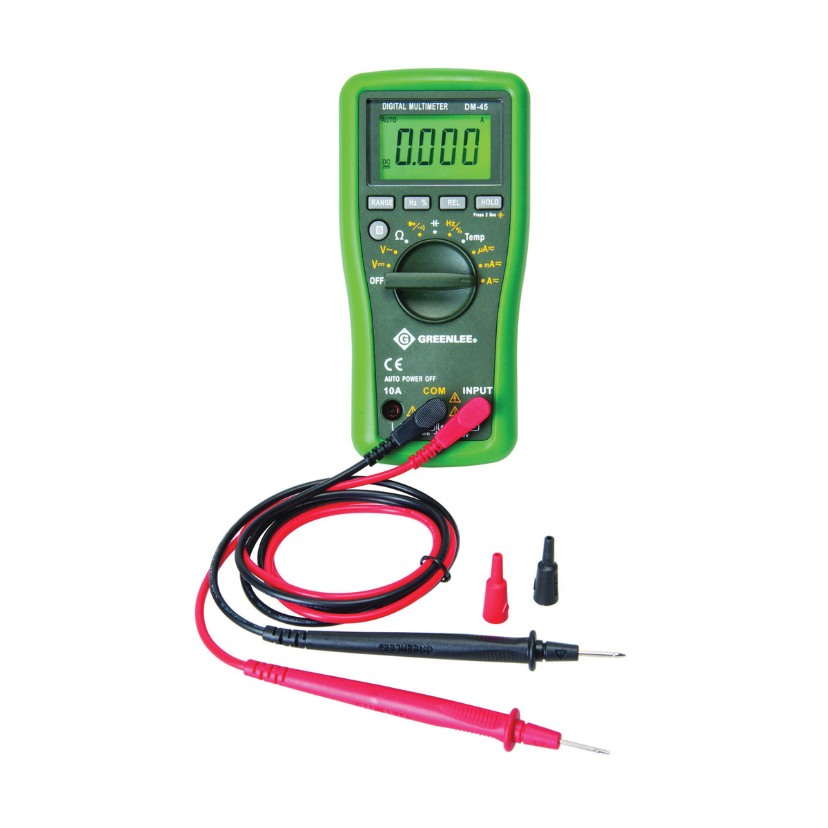 Greenlee DM-45 Multimeter, Digital Display, Functions: AC Voltage, DC Voltage, Capacitance, Current, Resistance