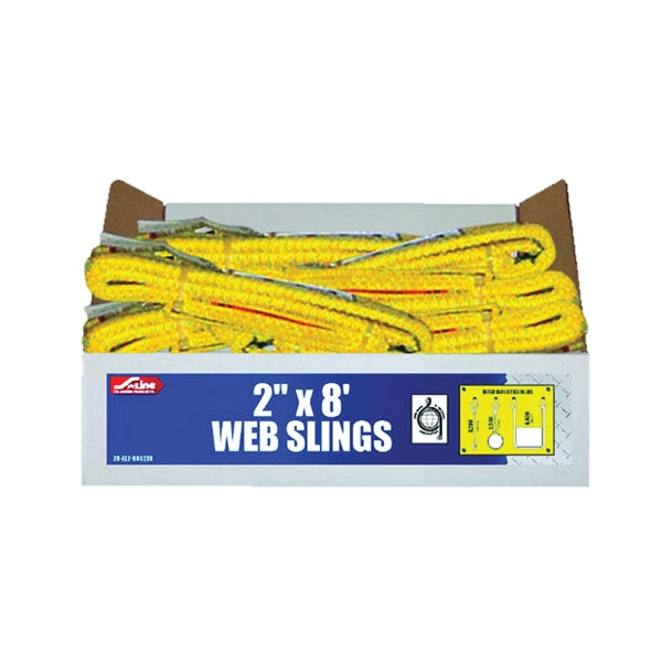S-Line 20-EE2-9802X8 Lifting Sling, 2 in W, 8 ft L, 2-Ply, 6200 lb Vertical Hitch, Polyester, Gray