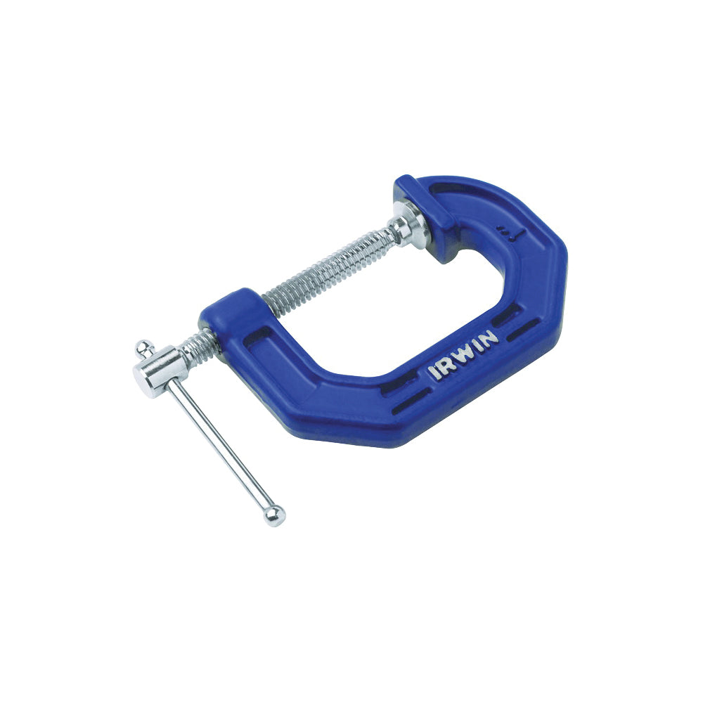 IRWIN 225103ZR C-Clamp, 3 in Max Opening Size, 2-1/4 in D Throat, Cast Iron Body, Blue Body