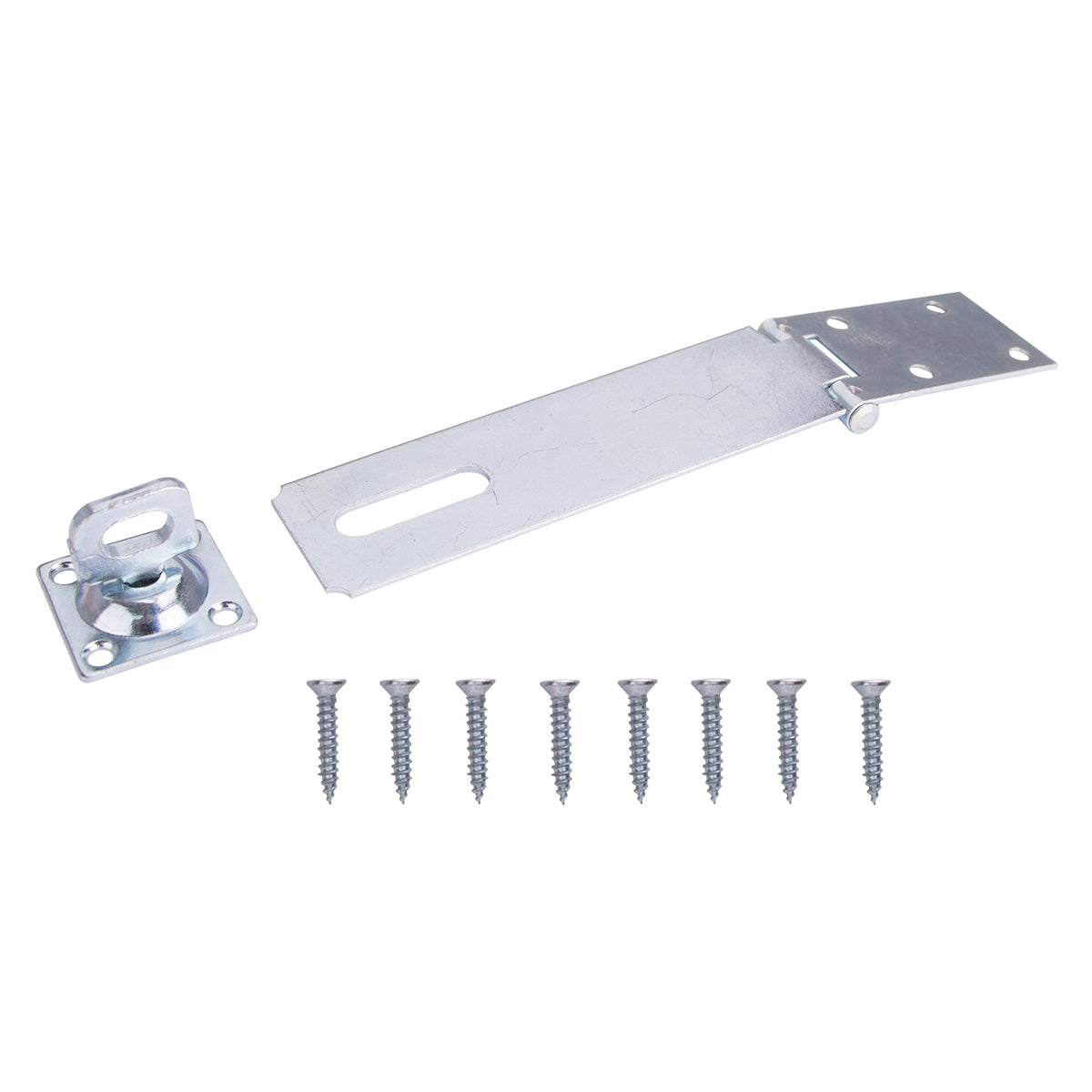ProSource LR-127-BC3L-PS Safety Hasp, 6 in L, 6 in W, Steel, Zinc, 3/8 in Dia Shackle, Swivel Staple