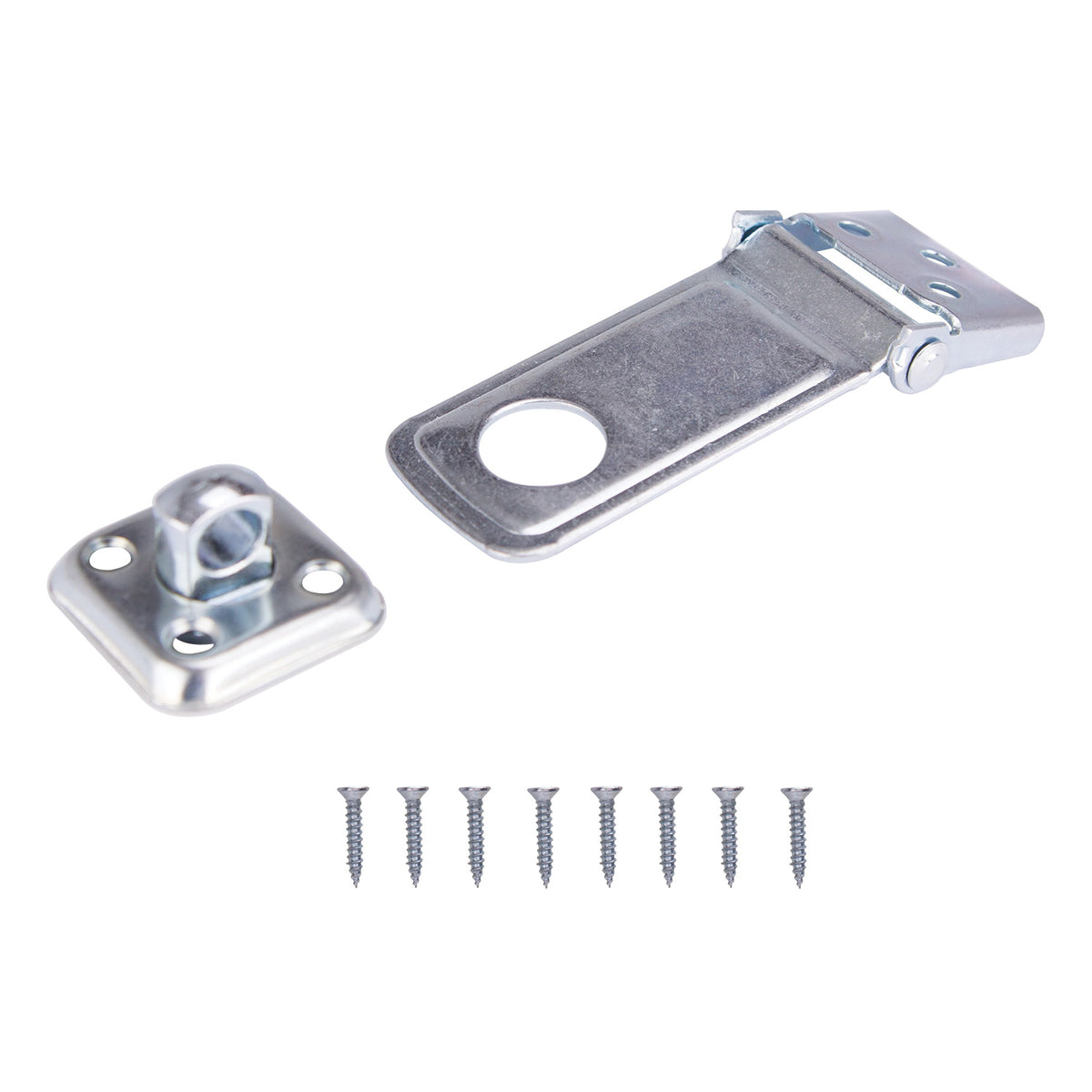 ProSource BH-706ZP3L-PS Safety Hasp, 3-1/2 in L, 3-1/2 in W, Steel, Zinc, 3/8 in Dia Shackle, Swivel Staple