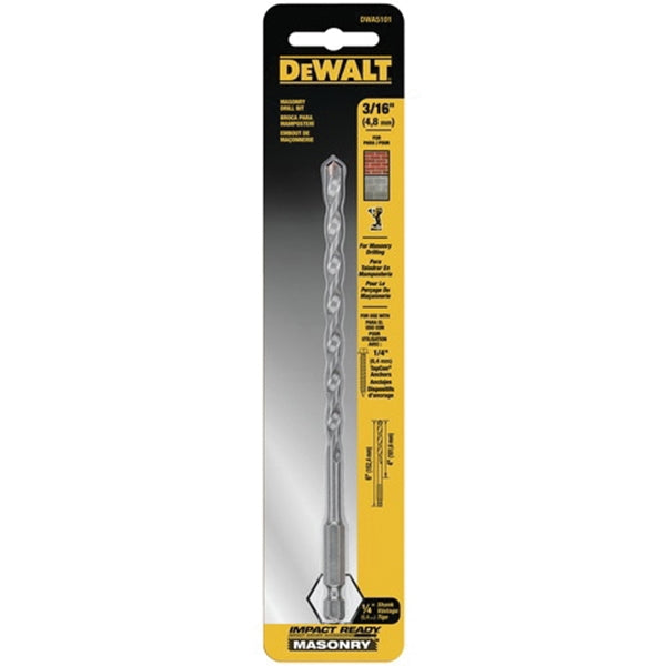 DeWALT DWA5101 Drill Bit, 3/16 in Dia, 6 in OAL, 1/4 in Dia Shank, Hex Shank