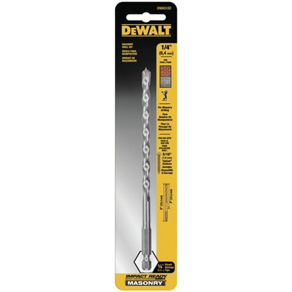 DeWALT DWA5102 Drill Bit, 1/4 in Dia, 6 in OAL, 1/4 in Dia Shank, Hex Shank