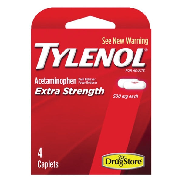 Tylenol 97472 Extra-Strength Pain Reliever/Fever Reducer, 4 CT, Caplet