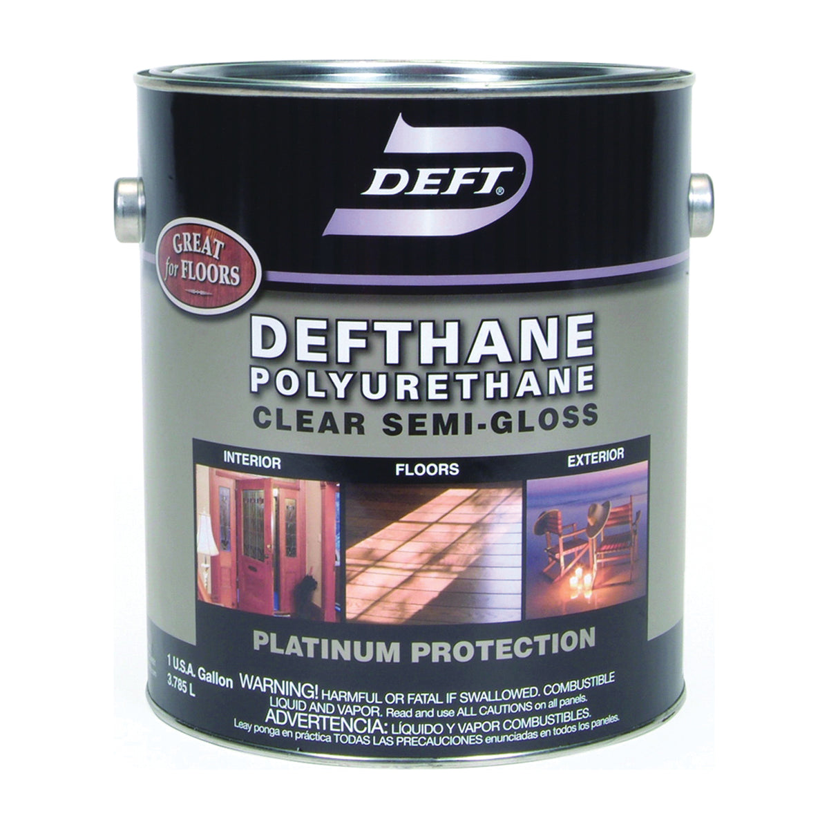 PPG Defthane 123-01 Polyurethane, Semi-Gloss, Liquid, Clear, 1 gal, Can