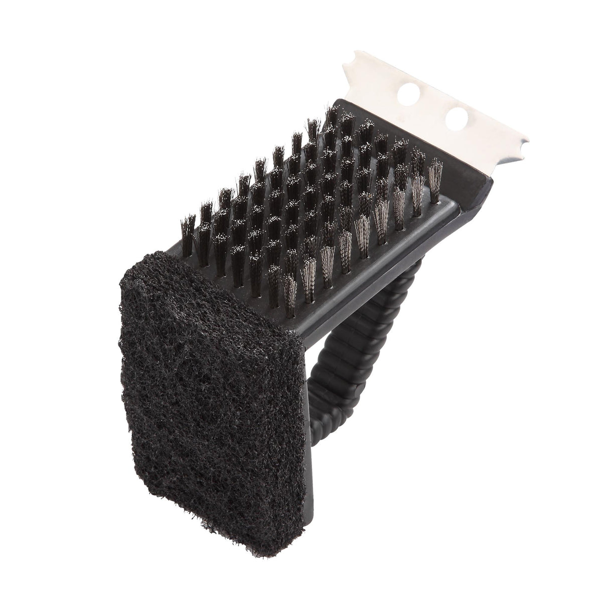 Omaha Grill Brush with Stainless Steel Scraper, 2-3/4 in L Brush, 1-3/4 in W Brush, Stainless Steel Bristle