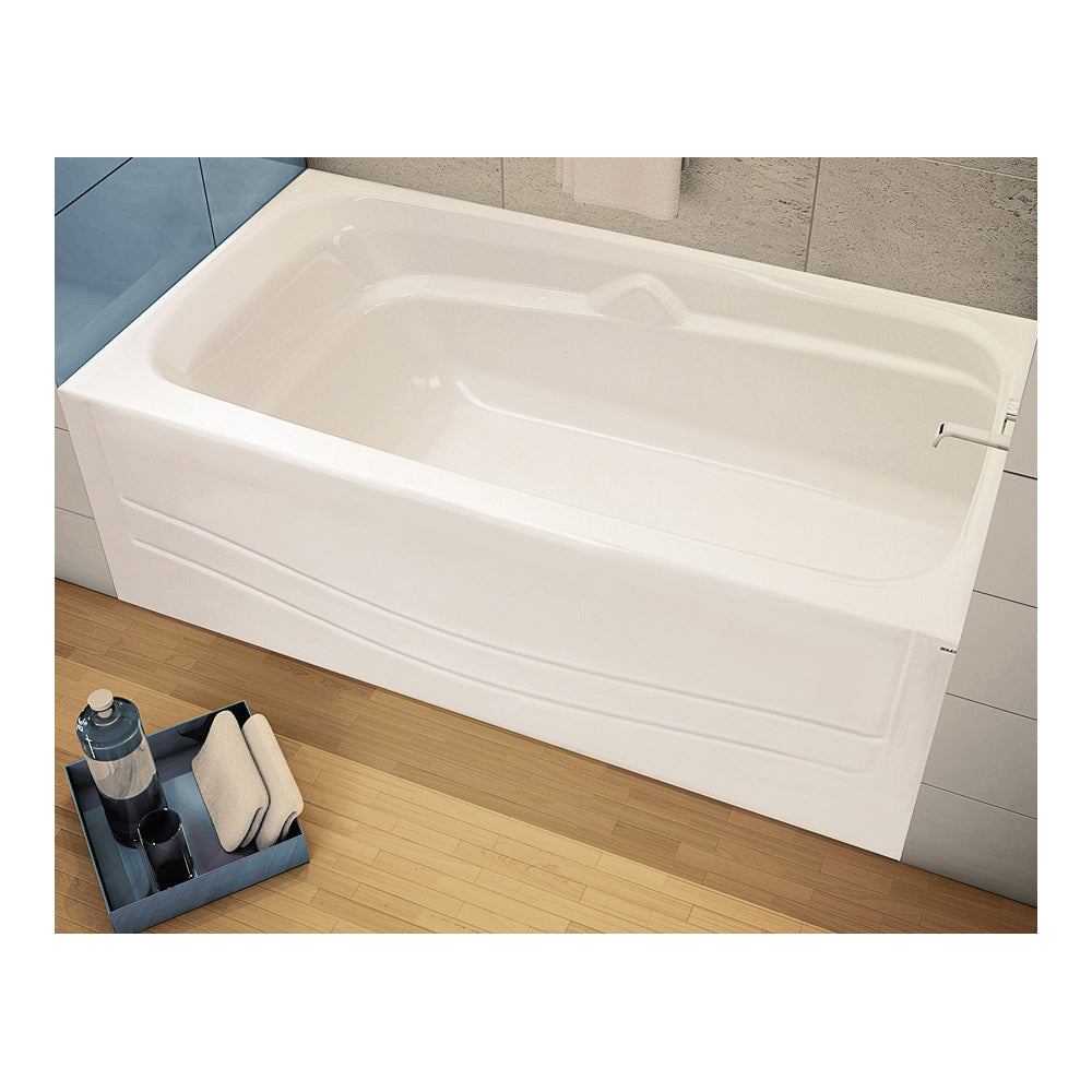 MAAX Avenue 105524-000-001L Bathtub, 46 gal Capacity, 60 in L, 30 in W, 21 in H, Alcove Installation, Fiberglass, White