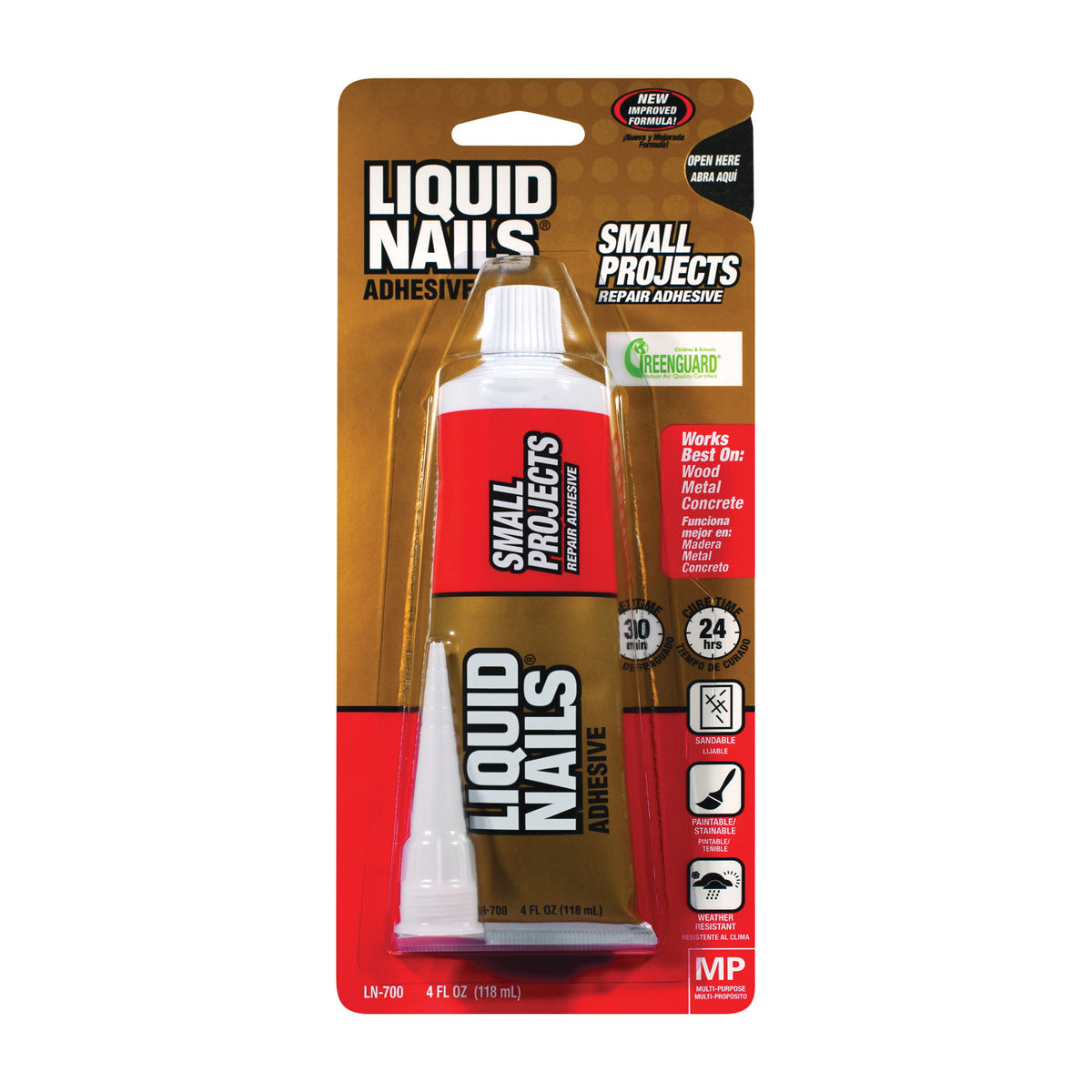 Liquid Nails LN-700 Construction Adhesive, White, 4 oz Squeeze Tube