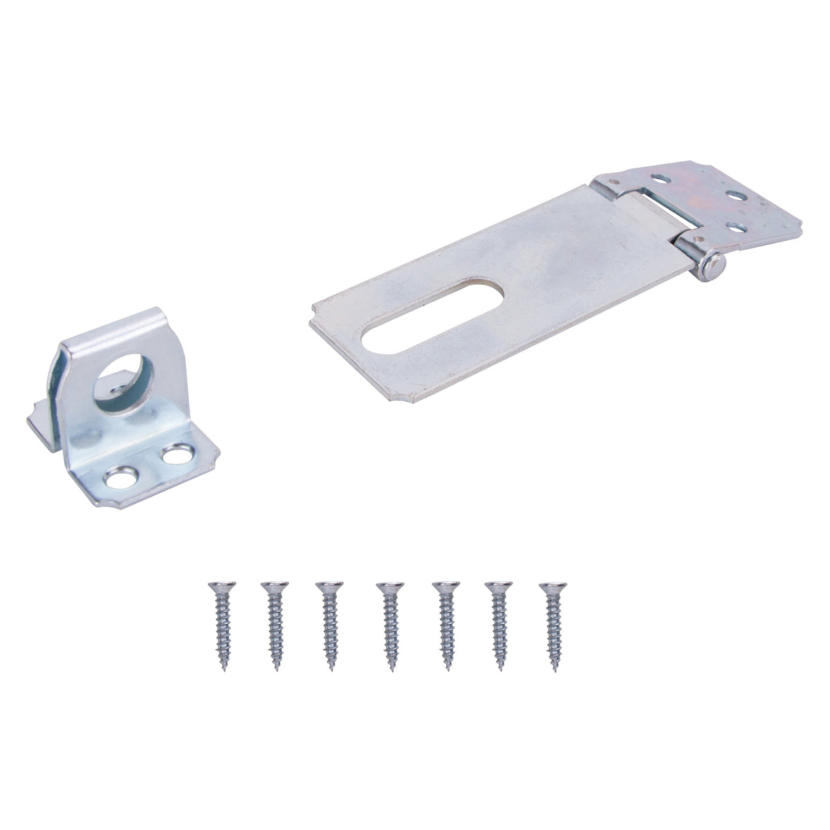 ProSource LR-121-BC3L-PS Safety Hasp, 3-1/2 in L, 3-1/2 in W, Steel, Zinc, 7/16 in Dia Shackle, Fixed Staple