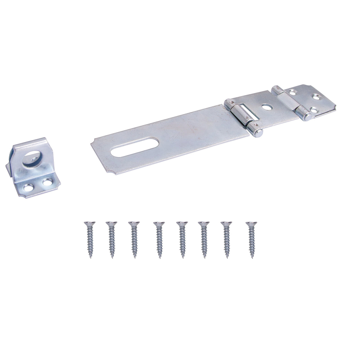 ProSource LR-122-BC3L-PS Safety Hasp, 4-1/2 in L, 4-1/2 in W, Steel, Zinc, 7/16 in Dia Shackle, Fixed Staple