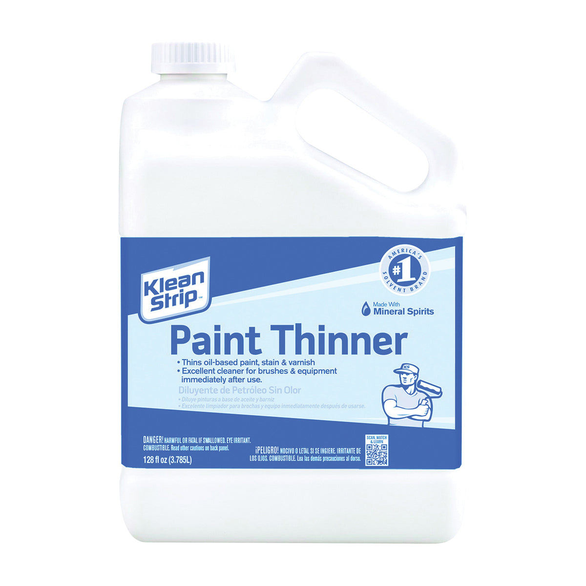 Klean Strip GKPT94400CB Paint Thinner, Liquid, Aromatic Hydrocarbon, Water White, 1 gal, Can