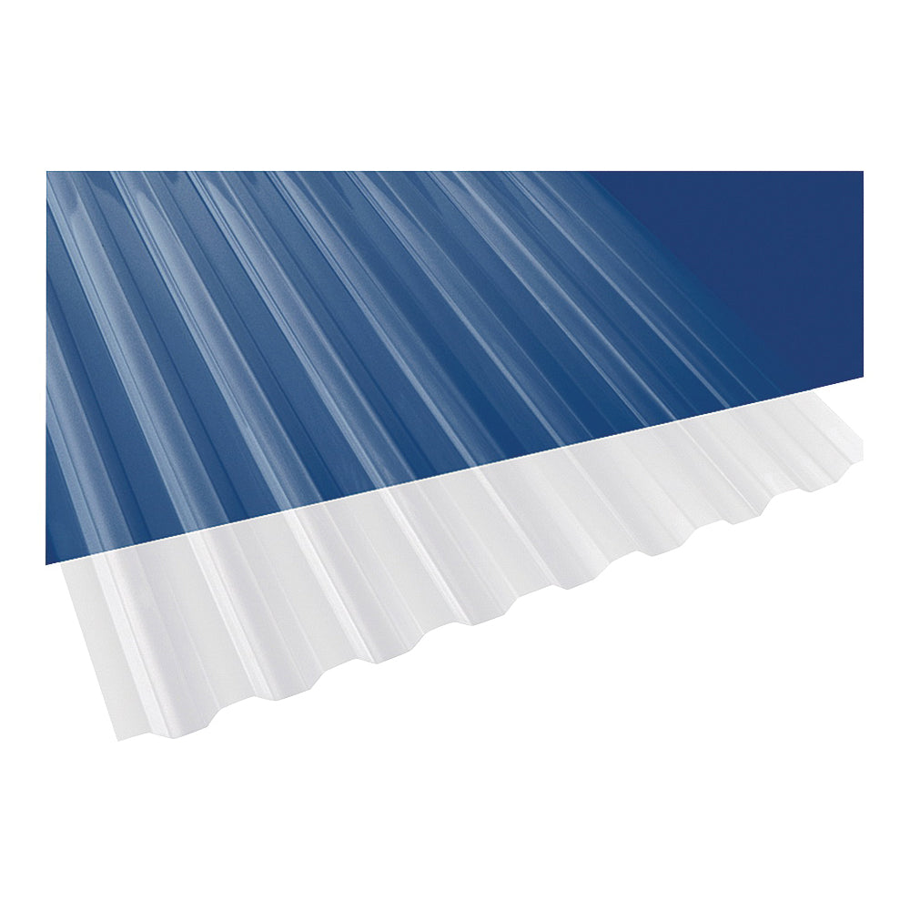 Suntuf 101697 Corrugated Panel, 8 ft L, 26 in W, Greca 76 Profile, 0.032 Thick Material, Polycarbonate, Clear