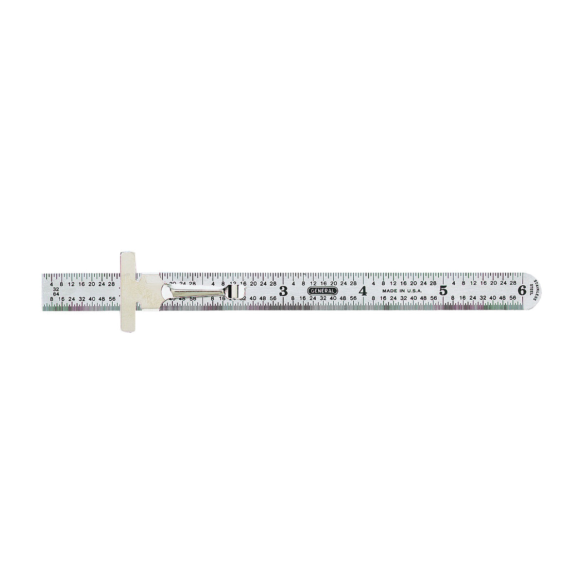 GENERAL 300/1 Precision Measuring Ruler, SAE Graduation, Stainless Steel, 3-7/8 in W