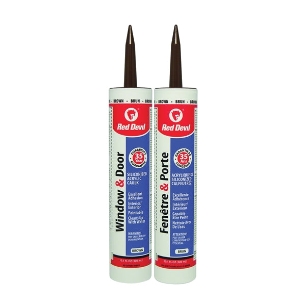 Red Devil 00123CA Siliconized Acrylic Caulk, Dark Brown, 10.1 oz Cartridge