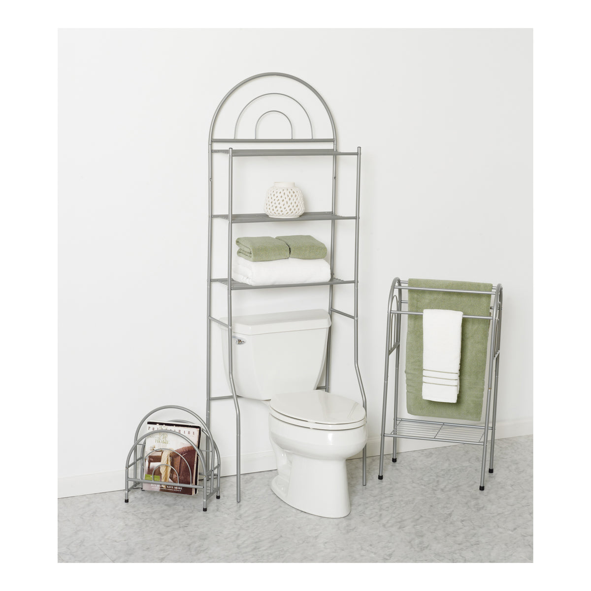 Zenna Home Bath-In-A-Box BBN25 Bathroom Shelving Kit, Pearl Nickel